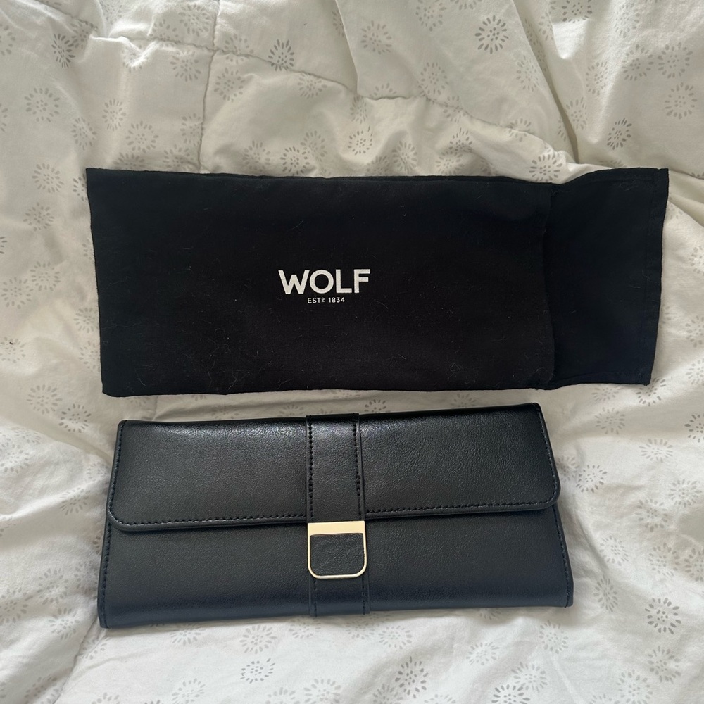 Wolf travel jewelry roll